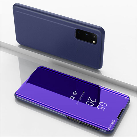 Custodia Portafoglio In Pelle Cover con Supporto Laterale Specchio Cover per Samsung Galaxy S20 5G Viola