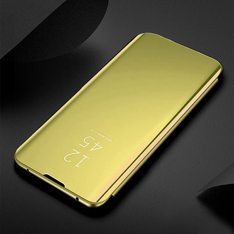 Custodia Portafoglio In Pelle Cover con Supporto Laterale Specchio Cover per Xiaomi Mi 12 Pro 5G Oro