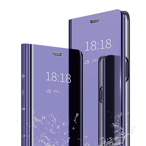 Custodia Portafoglio In Pelle Cover con Supporto Laterale Specchio Cover per Xiaomi Mi 6X Viola