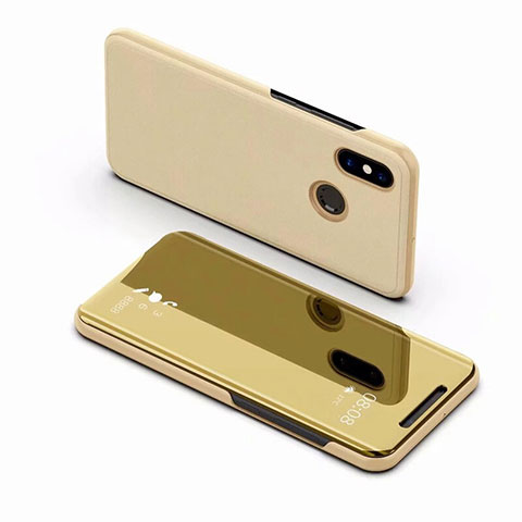 Custodia Portafoglio In Pelle Cover con Supporto Laterale Specchio Cover per Xiaomi Mi 8 Oro