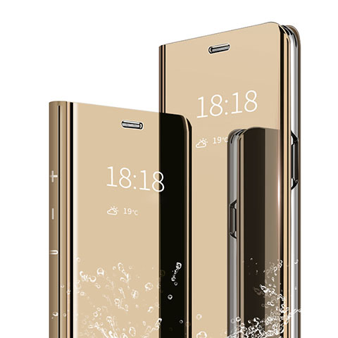 Custodia Portafoglio In Pelle Cover con Supporto Laterale Specchio Cover per Xiaomi Mi 9 Pro 5G Oro