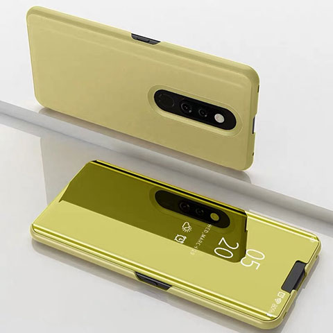 Custodia Portafoglio In Pelle Cover con Supporto Laterale Specchio Cover per Xiaomi Mi 9T Pro Oro