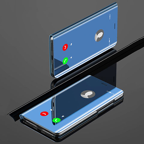 Custodia Portafoglio In Pelle Cover con Supporto Laterale Specchio Cover per Xiaomi Mi A3 Blu
