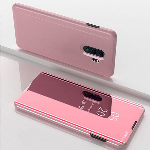 Custodia Portafoglio In Pelle Cover con Supporto Laterale Specchio Cover per Xiaomi Redmi Note 8 Pro Oro Rosa