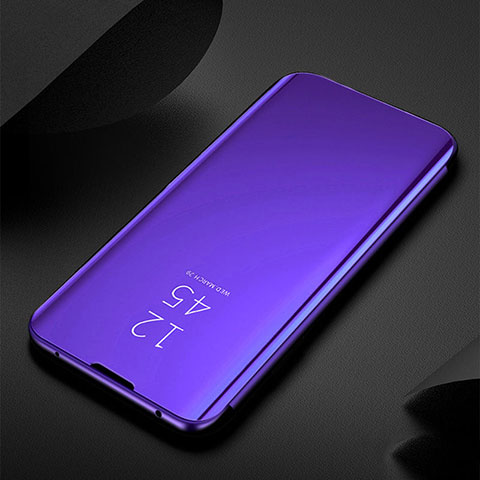 Custodia Portafoglio In Pelle Cover con Supporto Laterale Specchio Cover per Xiaomi Redmi Note 8T Viola