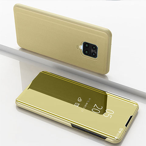 Custodia Portafoglio In Pelle Cover con Supporto Laterale Specchio Cover per Xiaomi Redmi Note 9 Pro Oro