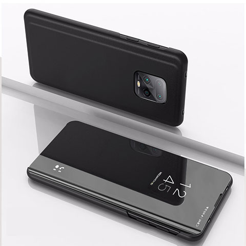 Custodia Portafoglio In Pelle Cover con Supporto Laterale Specchio Cover QH1 per Xiaomi Redmi 10X 5G Nero