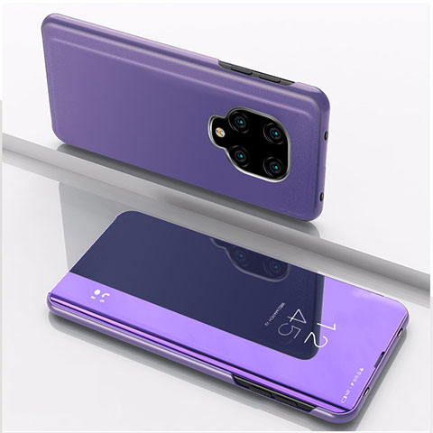 Custodia Portafoglio In Pelle Cover con Supporto Laterale Specchio Cover QH1 per Xiaomi Redmi Note 9 Pro Max Lavanda