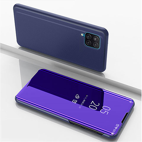 Custodia Portafoglio In Pelle Cover con Supporto Laterale Specchio Cover ZL1 per Samsung Galaxy A12 Viola