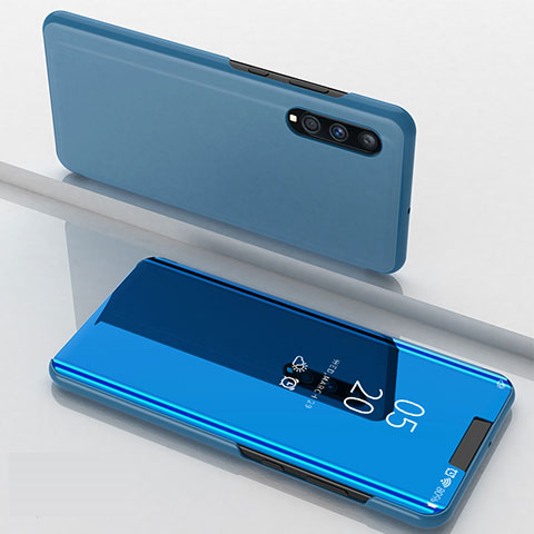 Custodia Portafoglio In Pelle Cover con Supporto Laterale Specchio Cover ZL1 per Samsung Galaxy A70 Blu