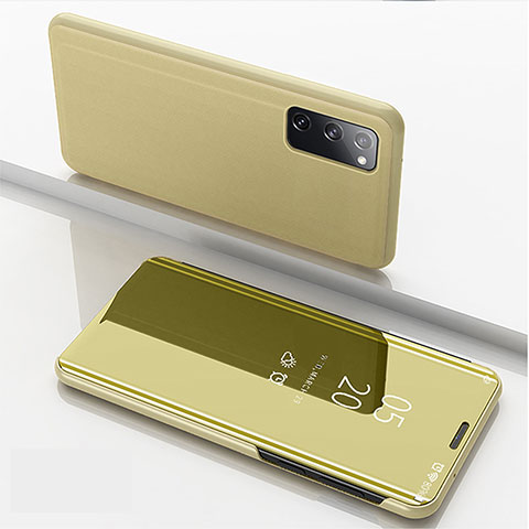 Custodia Portafoglio In Pelle Cover con Supporto Laterale Specchio Cover ZL1 per Samsung Galaxy S20 5G Oro