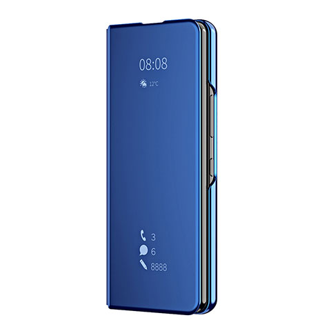 Custodia Portafoglio In Pelle Cover con Supporto Laterale Specchio Cover ZL2 per Samsung Galaxy Z Fold3 5G Blu