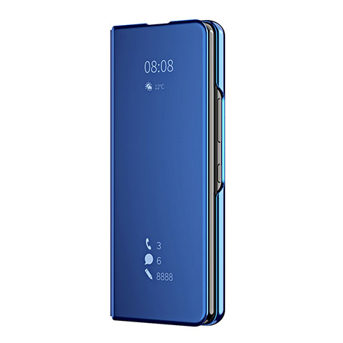 Custodia Portafoglio In Pelle Cover con Supporto Laterale Specchio Cover ZL2 per Samsung Galaxy Z Fold4 5G Blu