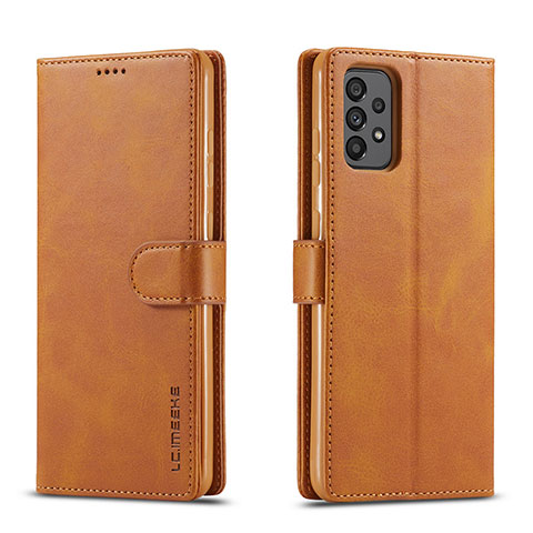 Custodia Portafoglio In Pelle Cover con Supporto LC1 per Samsung Galaxy A73 5G Marrone Chiaro