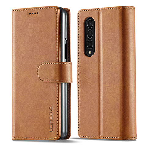 Custodia Portafoglio In Pelle Cover con Supporto LC1 per Samsung Galaxy Z Fold4 5G Marrone Chiaro