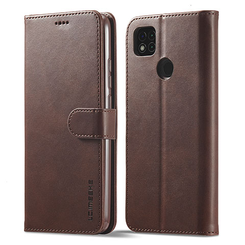 Custodia Portafoglio In Pelle Cover con Supporto LC1 per Xiaomi Redmi 9C NFC Marrone