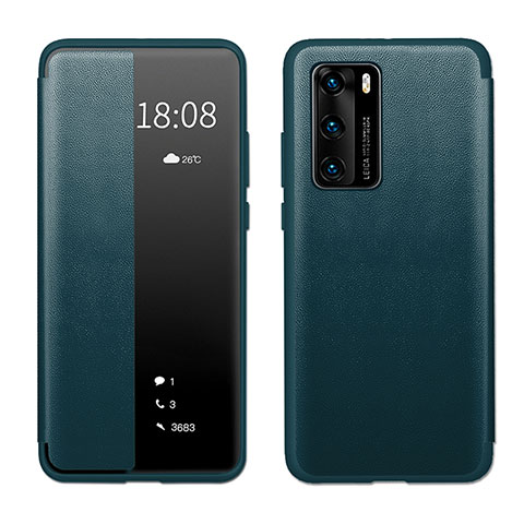 Custodia Portafoglio In Pelle Cover con Supporto LF1 per Huawei P40 Verde