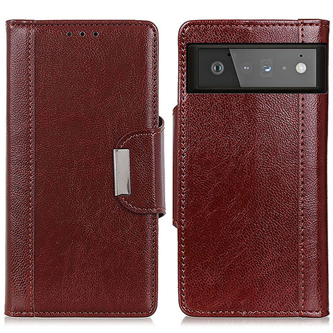 Custodia Portafoglio In Pelle Cover con Supporto M01L per Google Pixel 6 5G Marrone