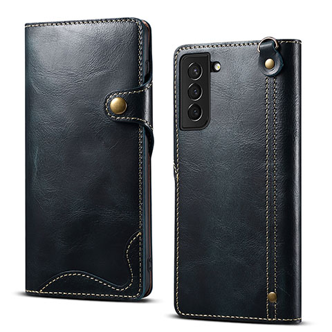 Custodia Portafoglio In Pelle Cover con Supporto M01T per Samsung Galaxy S21 5G Blu