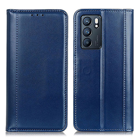 Custodia Portafoglio In Pelle Cover con Supporto M05L per Oppo Reno6 5G Blu
