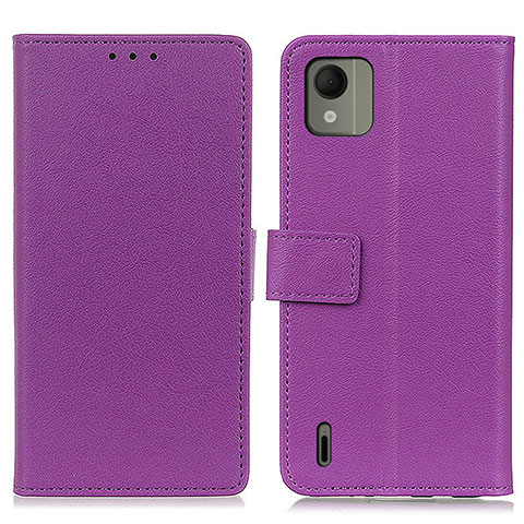 Custodia Portafoglio In Pelle Cover con Supporto M08L per Nokia C110 Viola