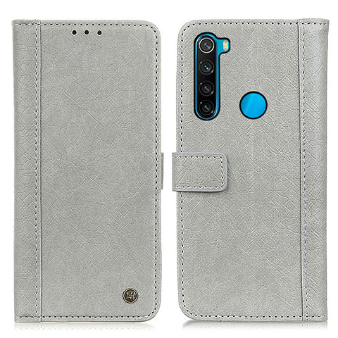 Custodia Portafoglio In Pelle Cover con Supporto M10L per Xiaomi Redmi Note 8 (2021) Grigio
