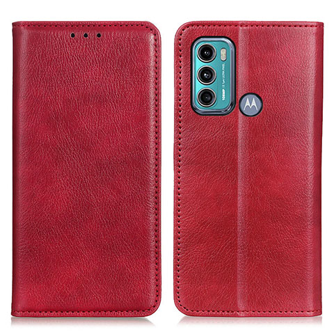 Custodia Portafoglio In Pelle Cover con Supporto N01P per Motorola Moto G60 Rosso