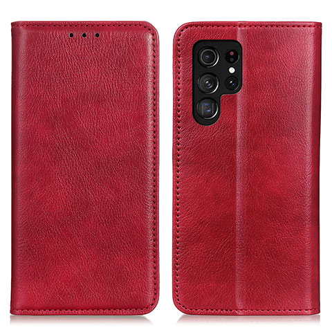 Custodia Portafoglio In Pelle Cover con Supporto N01P per Samsung Galaxy S21 Ultra 5G Rosso