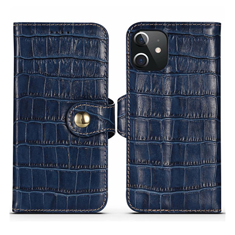 Custodia Portafoglio In Pelle Cover con Supporto N02 per Apple iPhone 12 Mini Blu