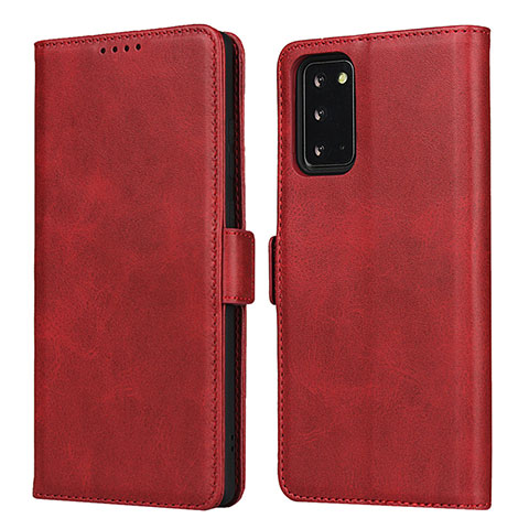 Custodia Portafoglio In Pelle Cover con Supporto N02 per Samsung Galaxy Note 20 5G Rosso
