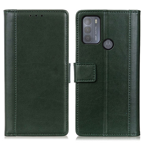 Custodia Portafoglio In Pelle Cover con Supporto N02P per Motorola Moto G50 Verde