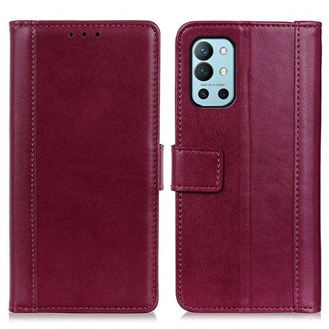 Custodia Portafoglio In Pelle Cover con Supporto N02P per OnePlus 9R 5G Rosso