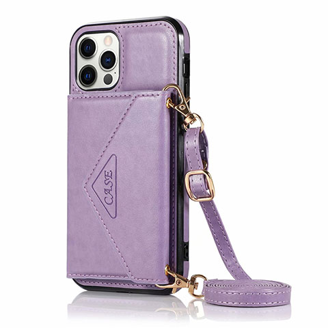 Custodia Portafoglio In Pelle Cover con Supporto N03 per Apple iPhone 12 Pro Max Lavanda