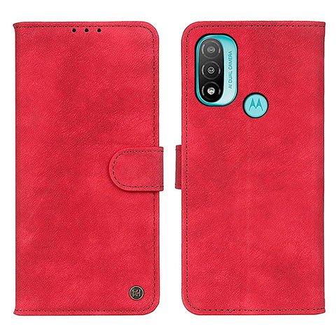 Custodia Portafoglio In Pelle Cover con Supporto N03P per Motorola Moto E20 Rosso