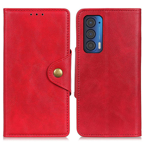 Custodia Portafoglio In Pelle Cover con Supporto N03P per Motorola Moto Edge (2021) 5G Rosso