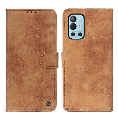 Custodia Portafoglio In Pelle Cover con Supporto N03P per OnePlus 9R 5G Marrone