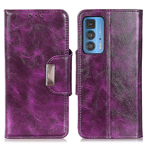 Custodia Portafoglio In Pelle Cover con Supporto N04P per Motorola Moto Edge 20 Pro 5G Viola