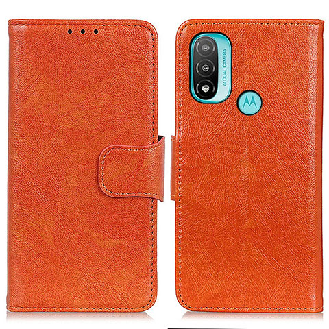 Custodia Portafoglio In Pelle Cover con Supporto N05P per Motorola Moto E20 Arancione