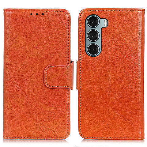 Custodia Portafoglio In Pelle Cover con Supporto N05P per Motorola Moto G200 5G Arancione