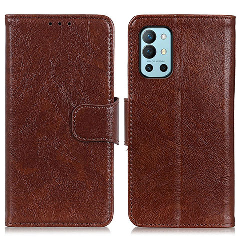 Custodia Portafoglio In Pelle Cover con Supporto N05P per OnePlus 9R 5G Marrone