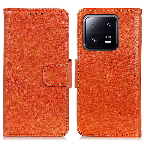 Custodia Portafoglio In Pelle Cover con Supporto N05P per Xiaomi Mi 13 5G Arancione