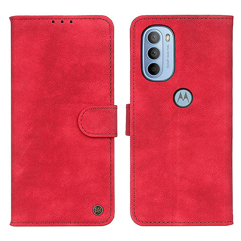 Custodia Portafoglio In Pelle Cover con Supporto N06P per Motorola Moto G41 Rosso