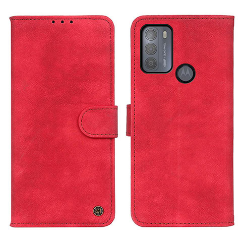 Custodia Portafoglio In Pelle Cover con Supporto N06P per Motorola Moto G50 Rosso