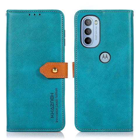 Custodia Portafoglio In Pelle Cover con Supporto N07P per Motorola Moto G41 Ciano