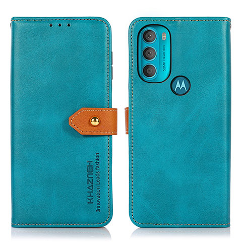 Custodia Portafoglio In Pelle Cover con Supporto N07P per Motorola Moto G71 5G Ciano