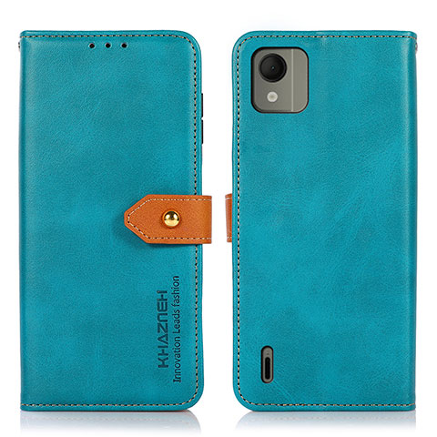 Custodia Portafoglio In Pelle Cover con Supporto N07P per Nokia C110 Ciano