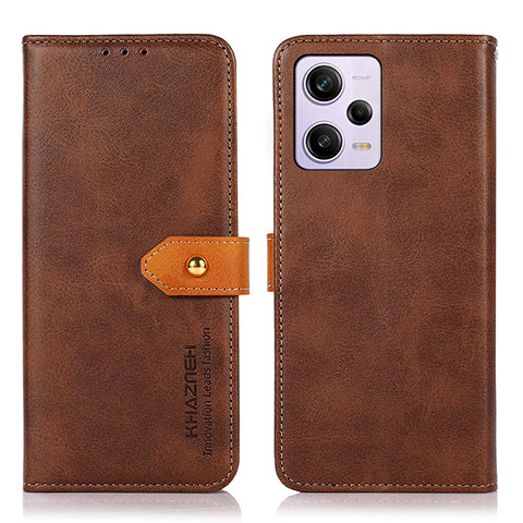 Custodia Portafoglio In Pelle Cover con Supporto N07P per Xiaomi Redmi Note 12 Pro 5G Marrone