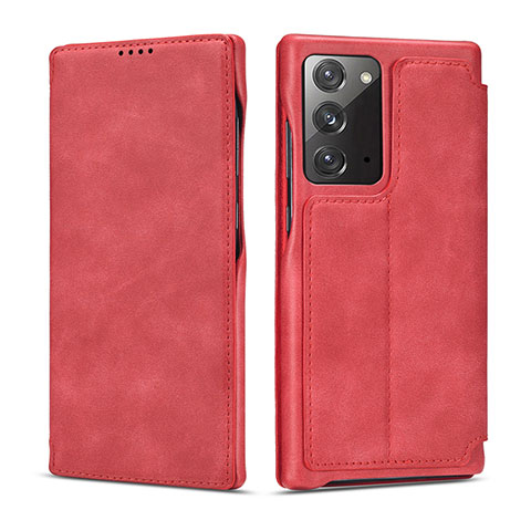 Custodia Portafoglio In Pelle Cover con Supporto N09 per Samsung Galaxy Note 20 5G Rosso