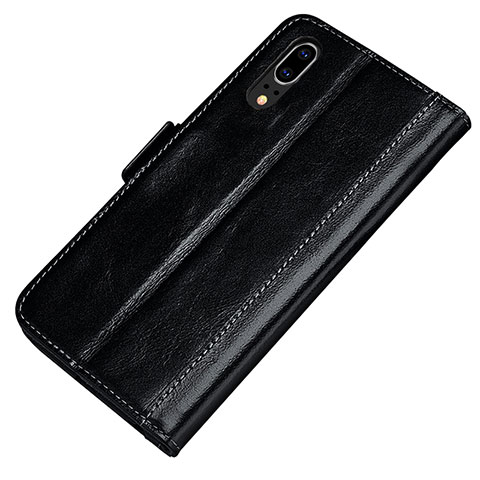 Custodia Portafoglio In Pelle Cover con Supporto P01 per Huawei P20 Nero