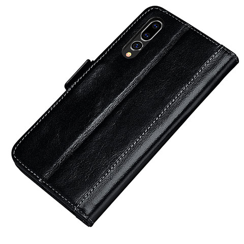 Custodia Portafoglio In Pelle Cover con Supporto P01 per Huawei P20 Pro Nero